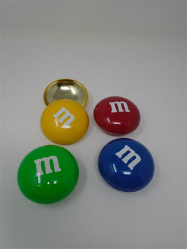 M&M's Metal Tin Containers 3" Round Plain - Set of 4 | Ozzy's Antiques, Collectibles & More
