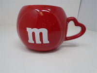 2005 M & M Red Coffee Mug W/ Heart Shaped Handle | Ozzy's Antiques, Collectibles & More