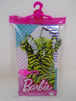 Barbie Fashion Pack of Doll Clothes 1 Green & Black Zebra Print Mini Dress & 2 Accessories | Ozzy's Antiques, Collectibles & More