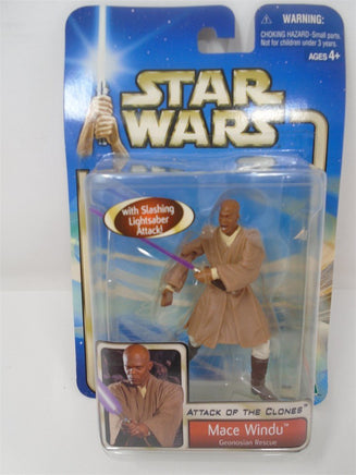 Star Wars Attack Of The Clones  Mace Windu w/ Slashing Lightsaber Attack  Geonosean Rescue | Ozzy's Antiques, Collectibles & More
