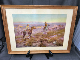 Vintage 1913 Deadline On The Range By C.M. Russell Western Picture | Ozzy's Antiques, Collectibles & More
