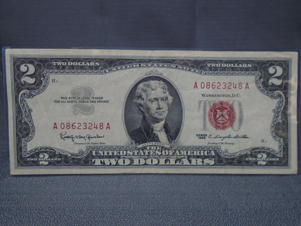 1963 United States Jefferson Two Dollar Bill Red Seal | Ozzy's Antiques, Collectibles & More