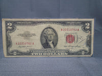 1953 United States Jefferson Two Dollar Bill Red Seal | Ozzy's Antiques, Collectibles & More