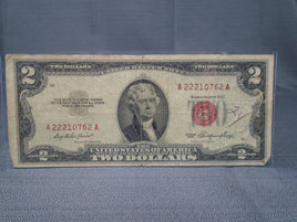 1953 United States Jefferson Two Dollar Bill Red Seal | Ozzy's Antiques, Collectibles & More