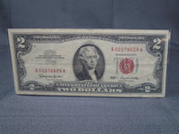 1963 United States Jefferson Two Dollar Bill Red Seal | Ozzy's Antiques, Collectibles & More