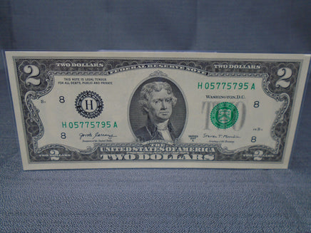 2017-A $2 Federal Reserve Note Uncirculated | Ozzy's Antiques, Collectibles & More