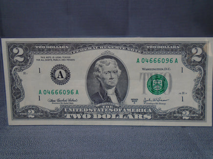 2003-A $2 Federal Reserve Note Uncirculated | Ozzy's Antiques, Collectibles & More