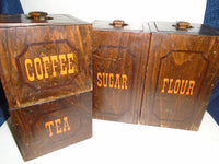 Set of Vintage Solid Wood Canister Set W/ Lids | Ozzy's Antiques, Collectibles & More