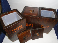 Set of Vintage Solid Wood Canister Set W/ Lids | Ozzy's Antiques, Collectibles & More