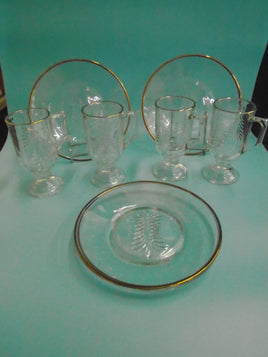 Vintage 1990 Rare Holiday Gold Indiana Glass Plates & Cups W/ Gold Trim-W/ Original Box | Ozzy's Antiques, Collectibles & More