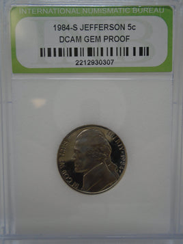 1984-S Jefferson 5c DCAM Gem Proof | Ozzy's Antiques, Collectibles & More