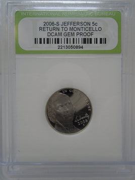 2006 -S Jefferson 5c Return To Monticello DCAM Gem Proof | Ozzy's Antiques, Collectibles & More