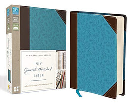 NIV, Journal the Word Bible, Leathersoft, Brown/Blue | Ozzy's Antiques, Collectibles & More