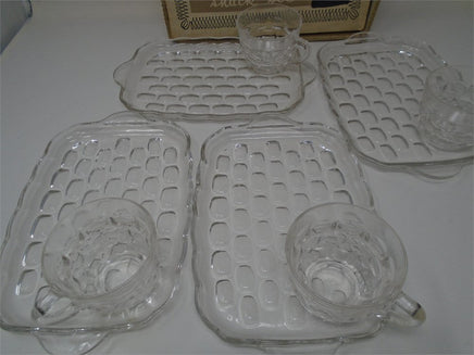 Vintage Federal Glass Yorktown Snack Set Original Box Four Cups and Four Plates-Made by The Federal Glass Company Columbus, OH | Ozzy's Antiques, Collectibles & More