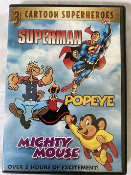 3 Cartoon Superheroes, Superman, Popeye, Mighty Mouse DVD | Ozzy's Antiques, Collectibles & More